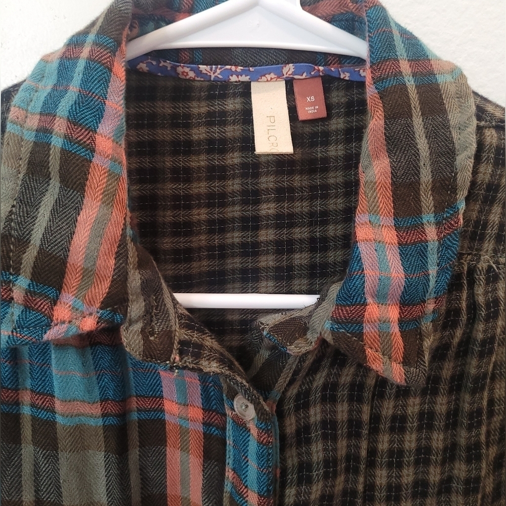 Pilcro By Anthropologie  Women's Multicolor Plaid Button-Down Shirt Size Xs - Picture 6 of 8